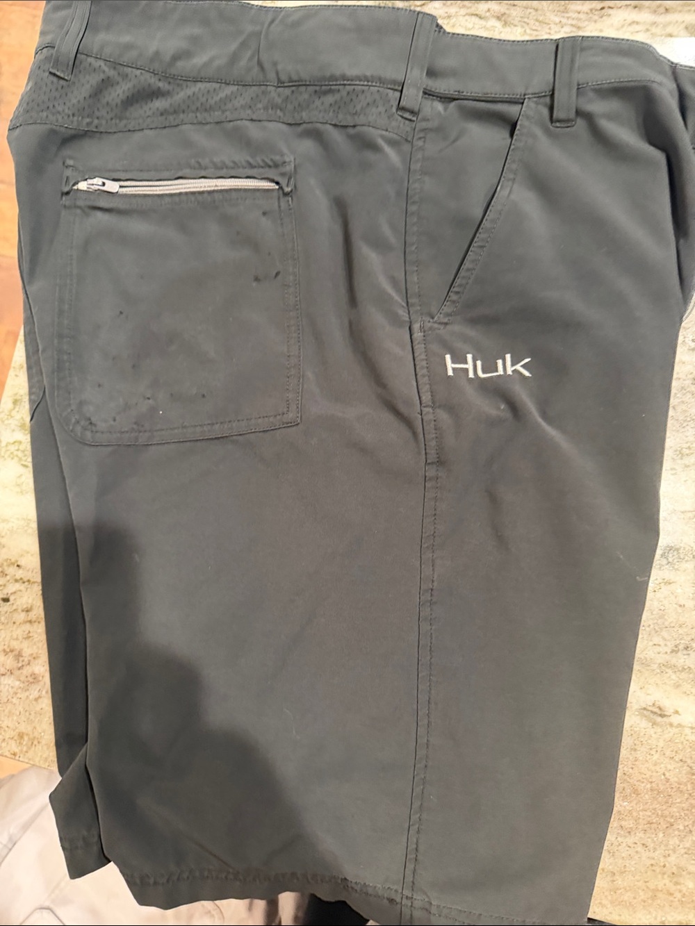 Huk Dark Charcoal Performance Shorts large